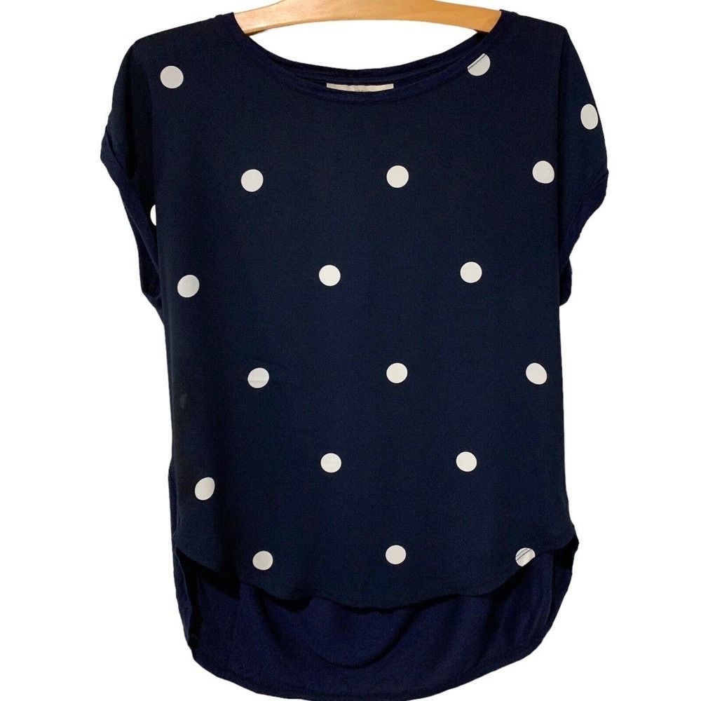 LOFT Navy Polka Dot Blouse